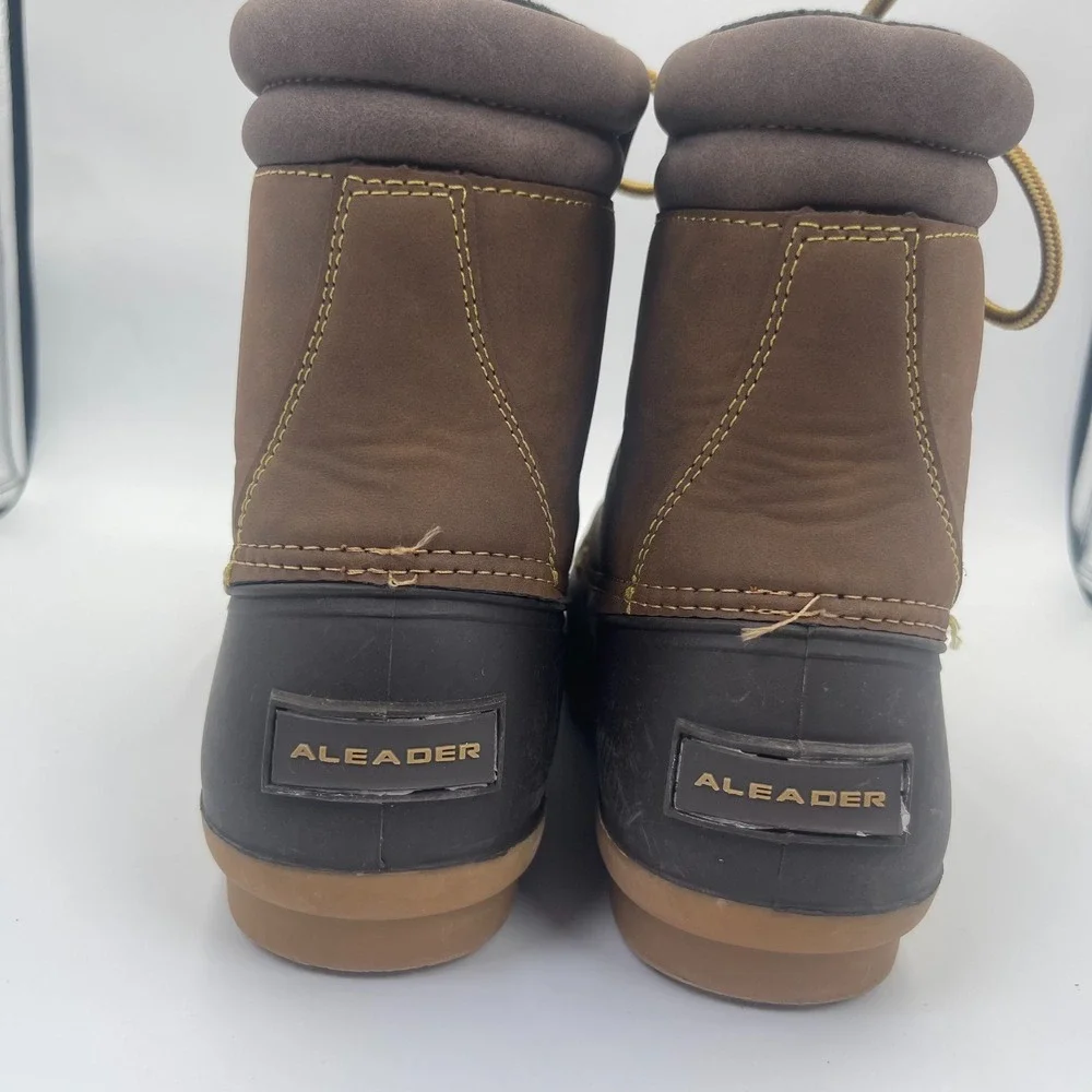 Aleader Duck Boots Men's Size 9 Brown Rubber Waterproof Winter Snow Shoes